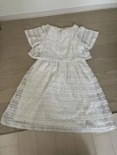 キッズ レースワンピース 半袖 ホワイト 150cm フリル