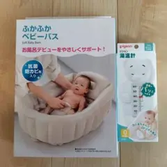 リッチェル ふかふかベビーバス ライトグレーとピジョン湯温計のセット