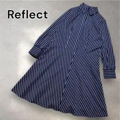 【美品】 Reflect ストライプワンピース 13号 LL 濃紺 ワールド