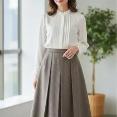 「美品]ROPE ロペ　グレンチェック　プリーツスカート　膝丈W60希少サイズ