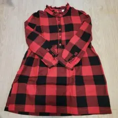 GAPKIDS 赤黒チェック柄 長袖ワンピース