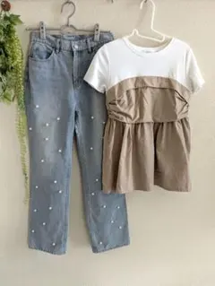 prose verseセット　パールデニム　ペプラムドッキングシャツ　M