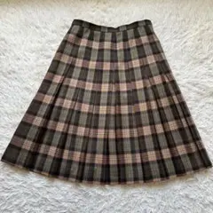 美品✨Leilin レリアン プリーツスカート　チェック　ウール　大きいサイズ
