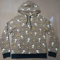 COACH PEANUTS スヌーピー シグネチャー柄 パーカー　ブラウン　美品