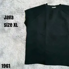Java ジャバ ノースリーブ ニット カットソートップス XL 黒　1961のサムネイル