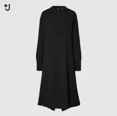 ユニクロ +J　エクストラファインメリノブレンドロングワンピース・M　ブラック