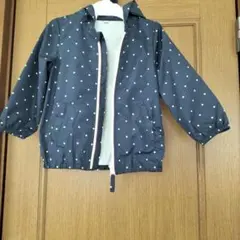 ネイビー ドット柄 フード付きジャケット 100cm