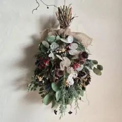 冬支度　ルナリア煌めくナチュラルスワッグ　大きめ 100サイズ