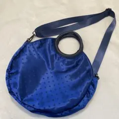 ネイビーブルー ドット柄 ショルダーバッグ