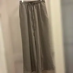 グレー ワイドパンツ 軽量素材 ゴムウエスト