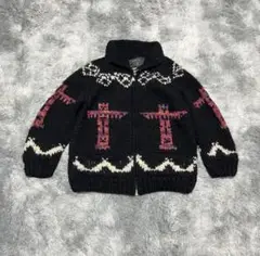 【美品】FRON ENTERPRISES トーテムポール カウチンニット 黒 L 美品】FRON ENTERPRISES トーテムポール カウチンニット 黒 L