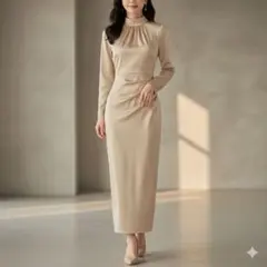 新品タグ付き　ザラ　背中開き　パーティードレス　ワンピース　ベージュ　タイト　S