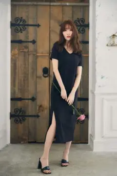 herlipto Relaxed T-Shirt Long Dress ブラックのサムネイル