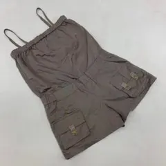 ミリタリー サロペット カーキ ポケット付き ナイロン混 Mサイズ カジュアル