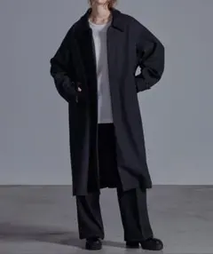 Loose/ルース オーバーメルトン コーデュロイステンカラーコート ブラック