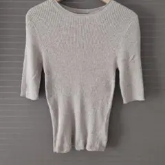 無印良品 リブ編み 半袖ニット ベージュ S