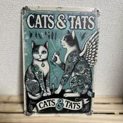 Cats & Tats 猫のアート ブリキ看板