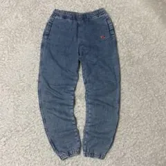 美品　DIESEL ライトブルー デニム　イージーパンツ　刺繍ロゴ　USED加工
