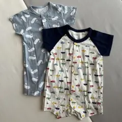 ベビー ロンパース 2枚セット クジラ 車柄　60〜70サイズ
