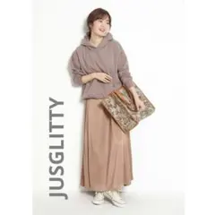 JUSGLITTY■サテンキャミワンピース■ブラウン/プリーツロングワンピース