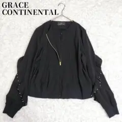 【完売品】グレースコンチネンタル　ジョーゼット刺繍ブルゾン　フリル　パール　リブ