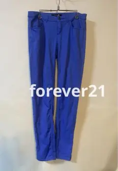 forever21 ストレッチスキニーパンツ カラーパンツ ブルー 25