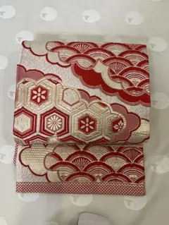 名古屋帯◆正絹　豪華　振袖用？　赤　ピンク　ゴールド　アンティーク