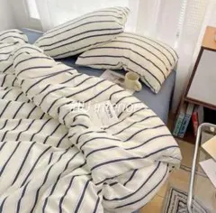 残りわずか❣【新品】ストライプ ベッドカバー セット 掛け布団カバー インテリア