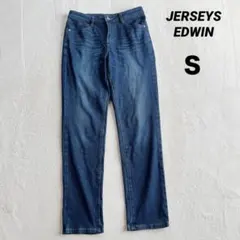 【エドウィン】ジャージーズ テーパードデニム (Ｓ) 濃紺 ネイビー ストレッチ