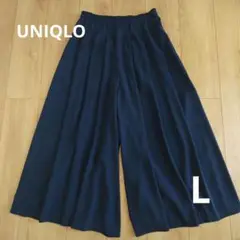 ユニクロ UNIQLO ネイビー Lサイズ ガウチョパンツ ゴムウエスト