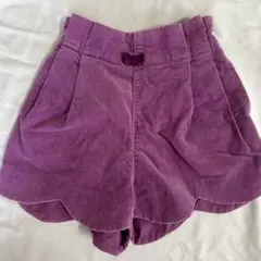 【美品】コーデュロイ ショートパンツ 100cm 紫 スカラップ リボン