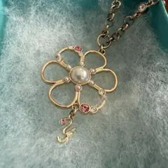 サマンサベガ 花型 チャーム パール ストーン ゴールド Y 美品✨