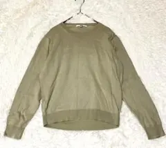 M308【ユニクロ】コットンニット クルーネック リブ編み ロングスリーブ