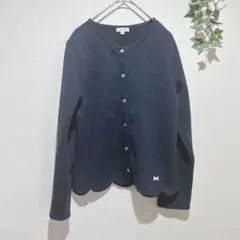 【any FAM】150cm キッズ ネイビー　カーディガン　ハートリボン柄