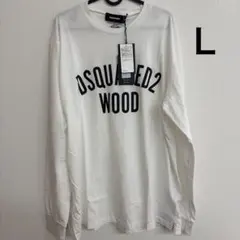白　Ｌサイズ　DSQUARED2 WOOD ロンT