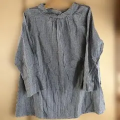 SM2 白黒チェック柄ウール混コットントップス