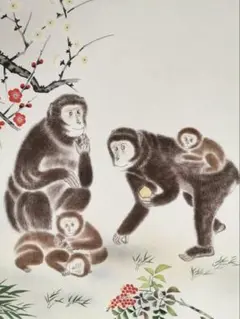 掛軸　高木春石　月に雁 Amazon.co.jp: 掛け軸 高木春石 月に雁 絹本 軸装 茶道具 掛軸