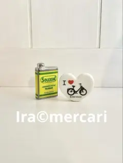 SOLEX ガソリン缶とプレートフェーブ　原付バイク　フェーヴ　ミニチュア　陶器