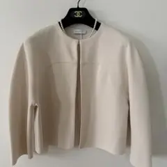 トゥモローランド ノーカラージャケット アイボリー アセテート