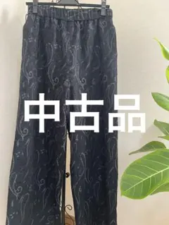 ヤマダヤ　スコットクラブ　レディース 総柄ワイドパンツ ブラック ペイズリー柄