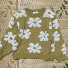 【R.P.S】 花柄セーター　ニット 黄色　F
