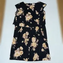 ローズティアラ★重ね着風！お花柄ワンピース★42 大きいサイズ