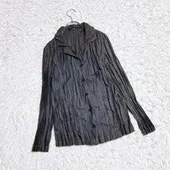 【Marisa】　プリーツシャツ　（Ｌ）　長袖　羽織　チャコールグレー