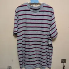 NO BOUNDARIES グレー ストライプ Tシャツ XL未使用輸入品