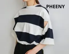 PHEENY ヘビーウェイト ボーダー スリットスリーブ WHITE×NAVYのサムネイル
