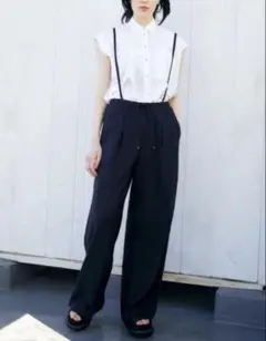 未使用　ENFOLD　エンフォルド　ワイドストラップパンツ36 エンフォルド ワンショルダートラウザーズワイドパンツ