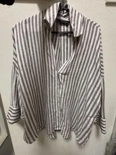 ストライプ 長袖 ボタンアップシャツ