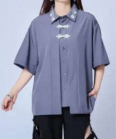 Ellno Loset　刺繍レイヤードチャイナシャツ