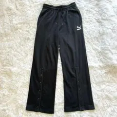 プーマ PUMA サイドボタン スウェット ワイドパンツ ブラック Sサイズ