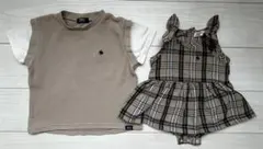 POLO ベビー服 ワッフル地トップス チェック柄ロンパースのサムネイル